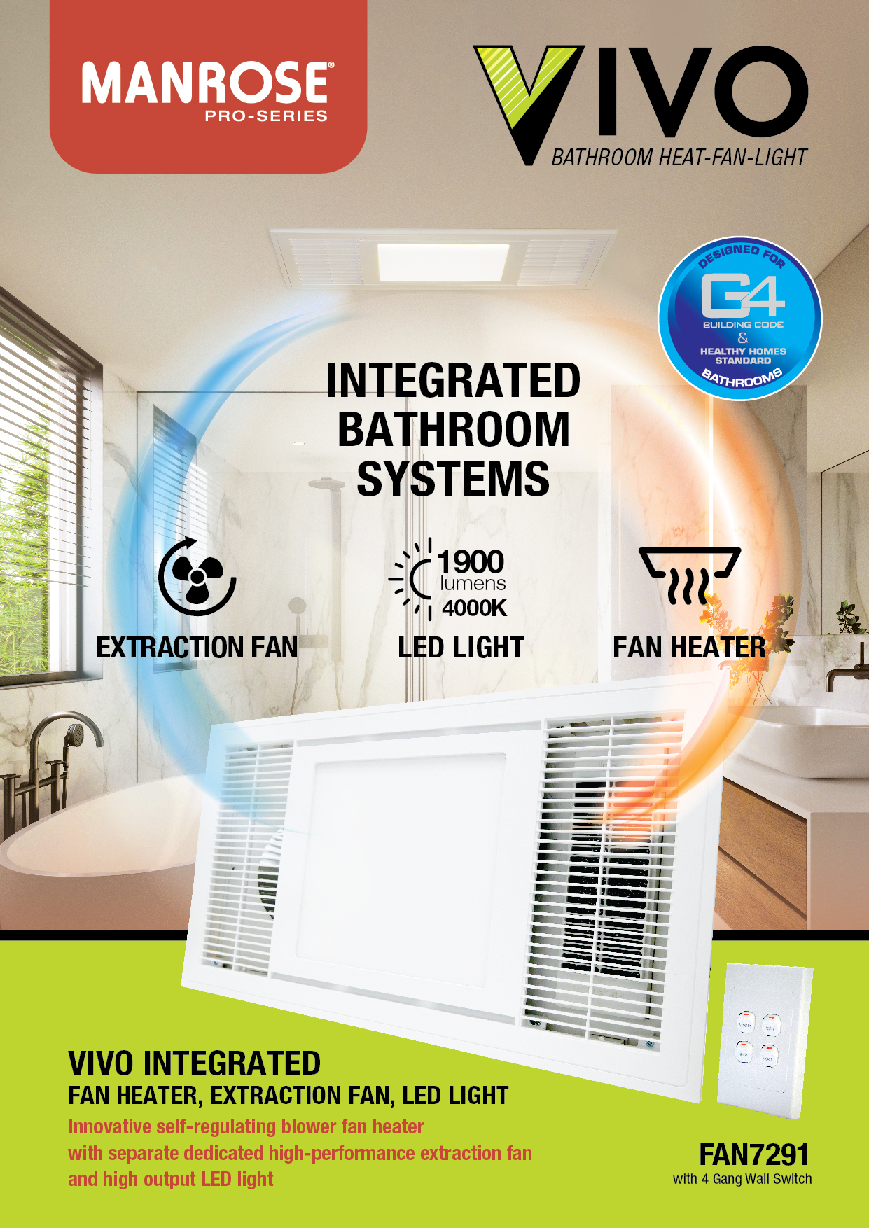 Vivo Bathroom Heater-Fan-LED Light Brochure